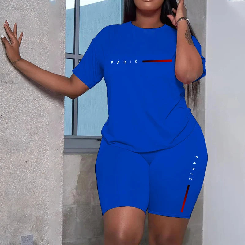 Women's Tracksuit Casual 2026 Summer Two Piece Sets Hot Sales Fashion Quality O-Neck Short Sleeve Sports T-Shirts Daily Clothing