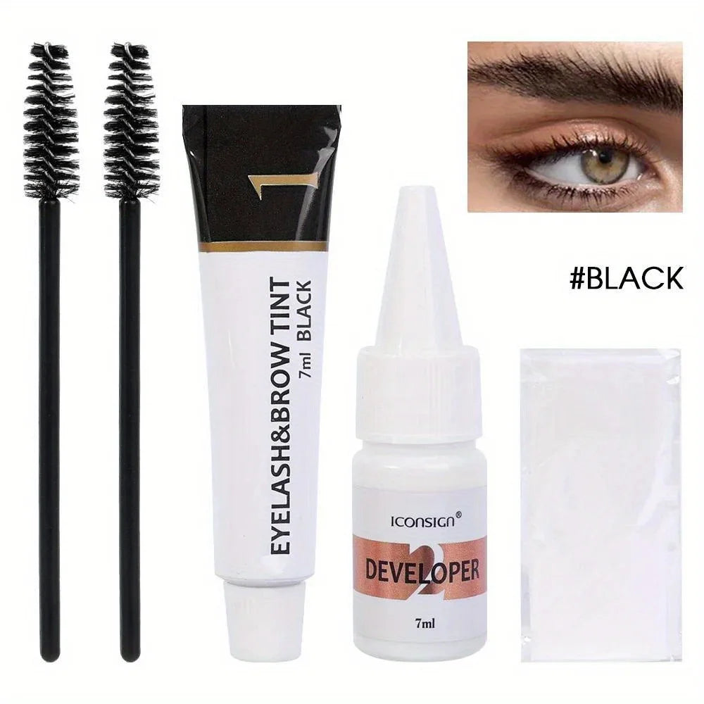 2 in 1 Eyelash and Eyebrow Tinting Kit, Professional Beauty Makeup Tool for Eyebrow and Eyelash Coloring, Suitable for Daily