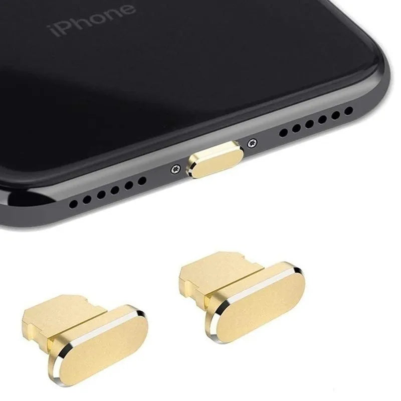 2PCS Metal Anti Dust Plug for IPhone 14 13 12 11 Pro Max XS 8 Plus IPad AirPods Series Lightning Port Cover Dock Plug Stopper