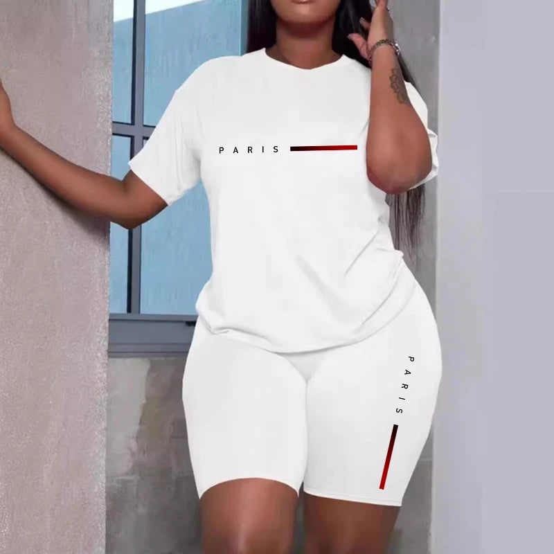 Women's Tracksuit Casual 2026 Summer Two Piece Sets Hot Sales Fashion Quality O-Neck Short Sleeve Sports T-Shirts Daily Clothing