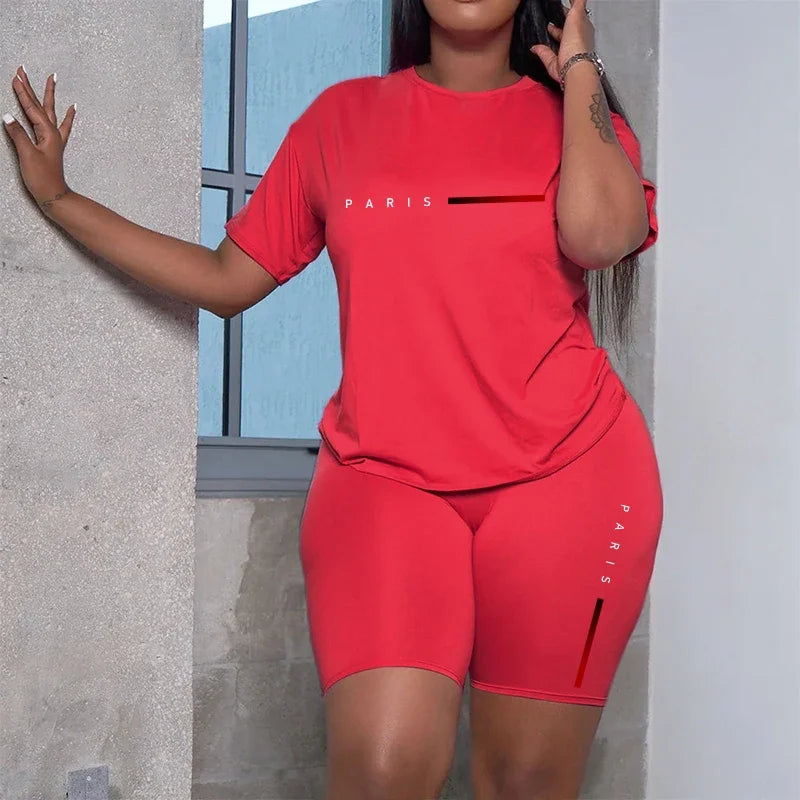 Women's Tracksuit Casual 2026 Summer Two Piece Sets Hot Sales Fashion Quality O-Neck Short Sleeve Sports T-Shirts Daily Clothing