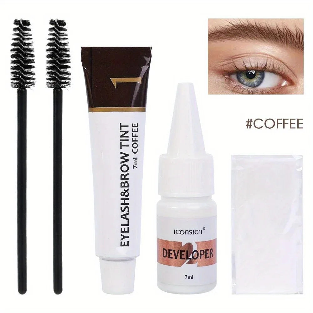 2 in 1 Eyelash and Eyebrow Tinting Kit, Professional Beauty Makeup Tool for Eyebrow and Eyelash Coloring, Suitable for Daily