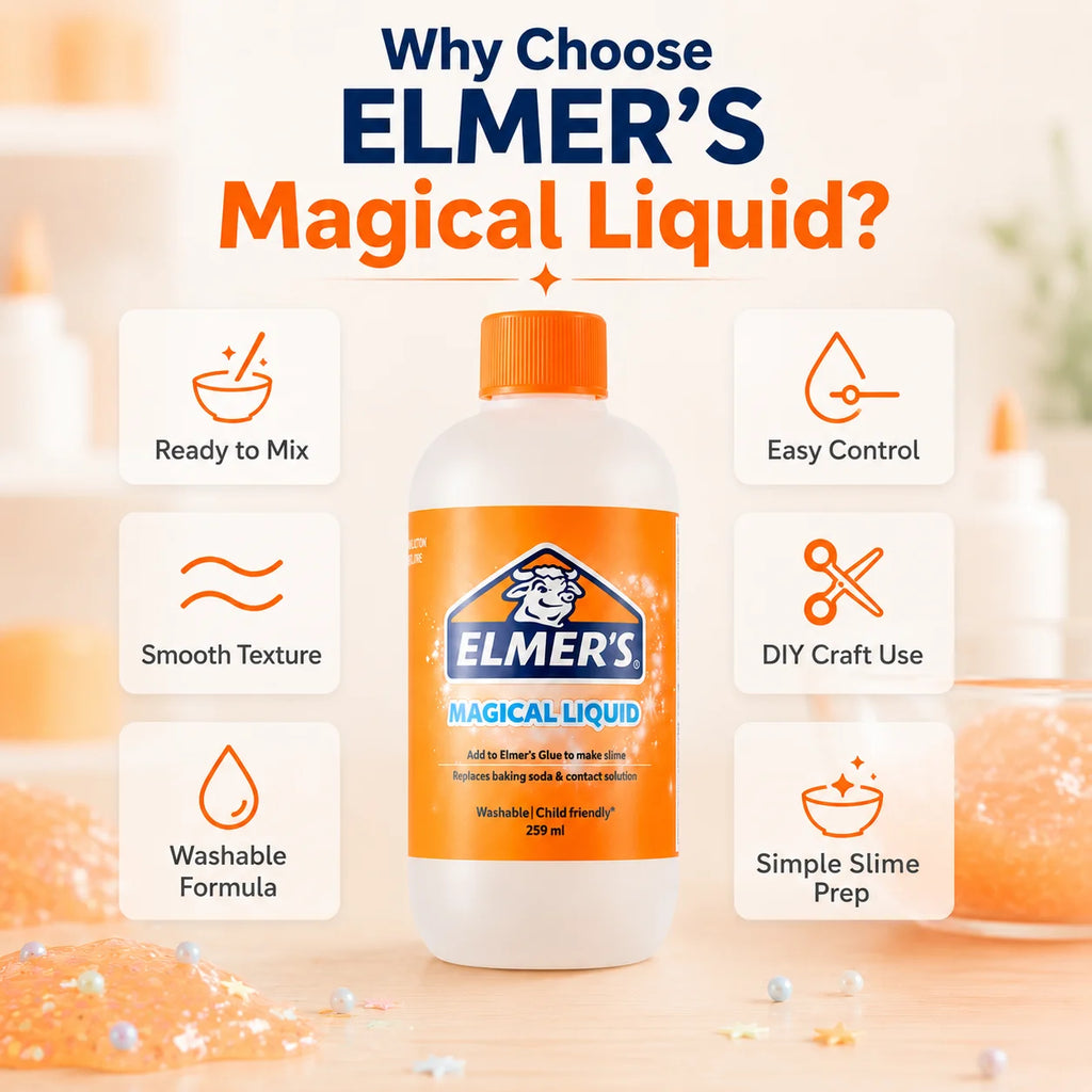 ELMER'S Magical Liquid Slime Activator Washable Clear Mixing Solution For DIY Slime Making Kids School Craft 259ml