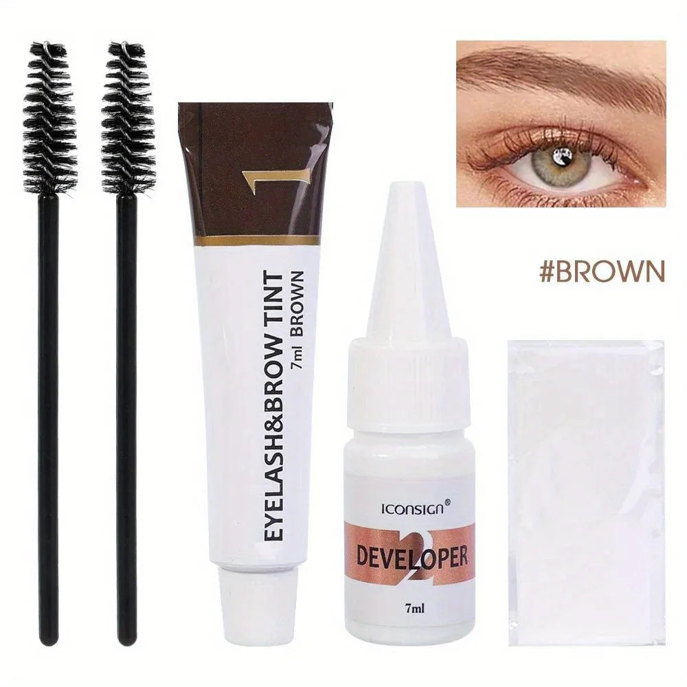 2 in 1 Eyelash and Eyebrow Tinting Kit, Professional Beauty Makeup Tool for Eyebrow and Eyelash Coloring, Suitable for Daily