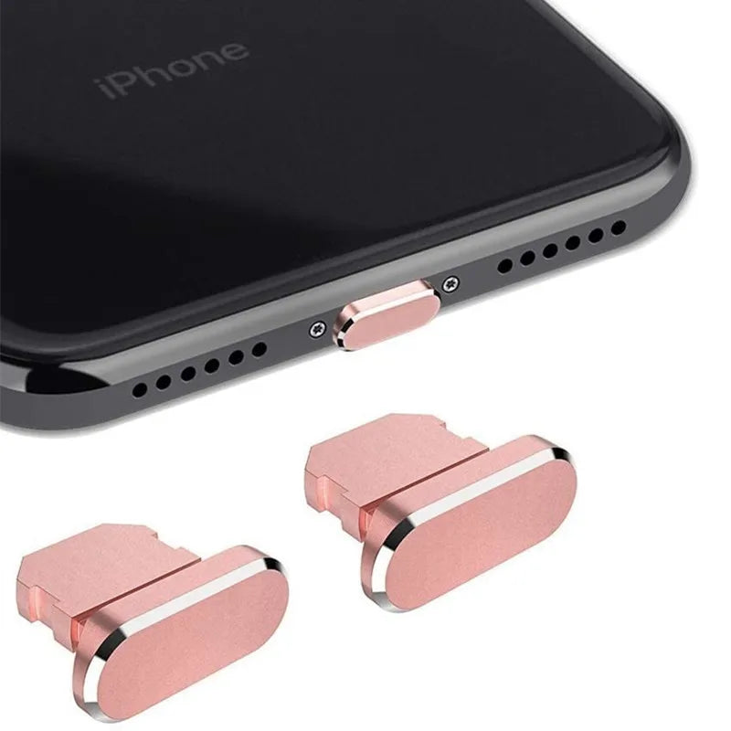 2PCS Metal Anti Dust Plug for IPhone 14 13 12 11 Pro Max XS 8 Plus IPad AirPods Series Lightning Port Cover Dock Plug Stopper