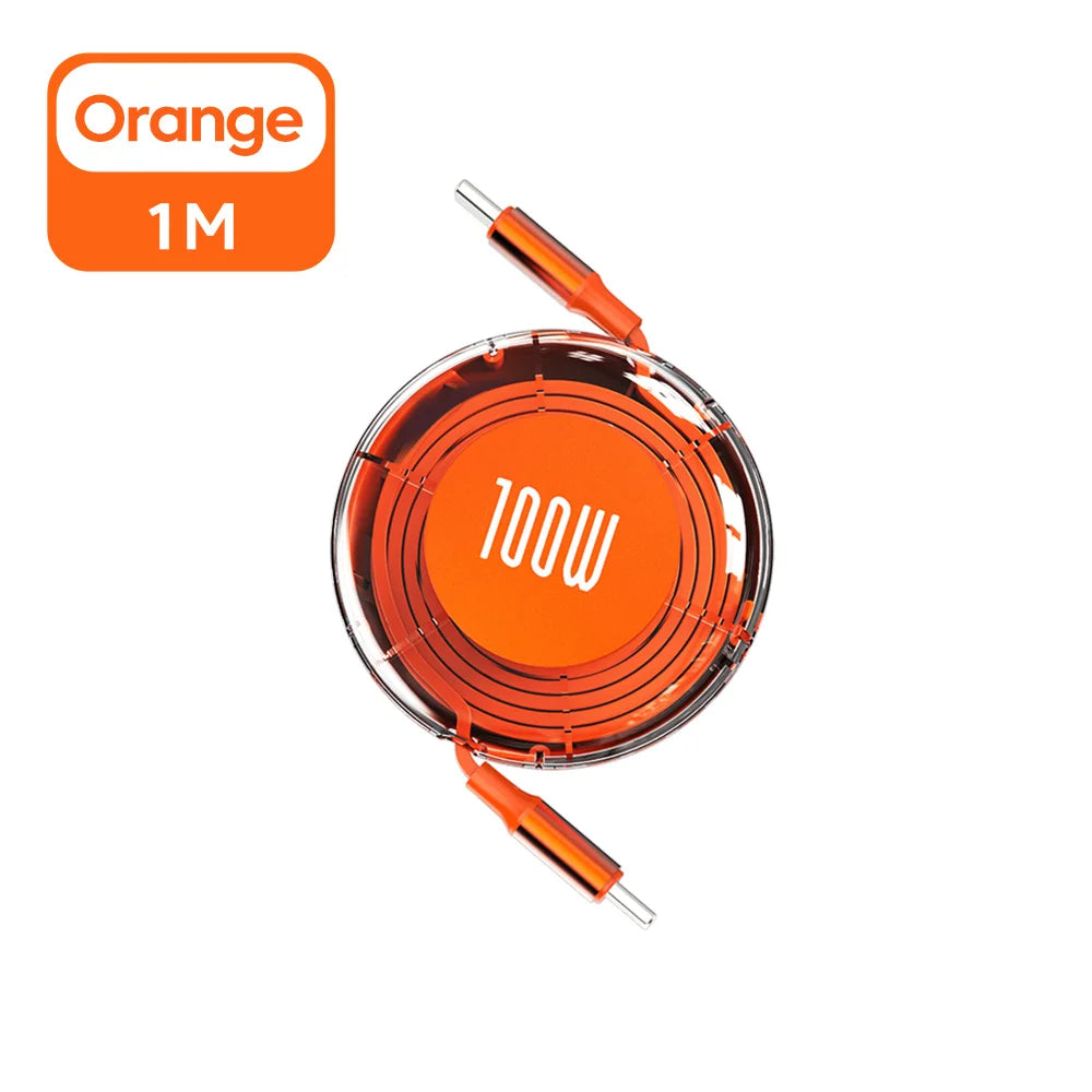 Retractable PD 100W Cable USB Type C to Type C Fast Charging USB C to USB C Cable for iphone 15 Huawei Tablet Laptop