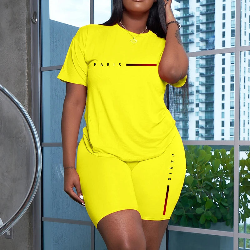 Women's Tracksuit Casual 2026 Summer Two Piece Sets Hot Sales Fashion Quality O-Neck Short Sleeve Sports T-Shirts Daily Clothing