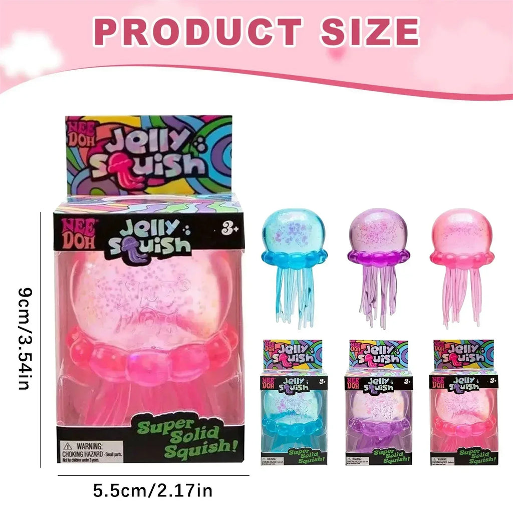 Squishies Jellyfish Square Squish Toy Fidget Toy, Water Sensory Soft Jelly Squeeze Stress Relief Fidget Toy Squeeze Blind Box