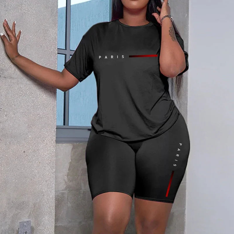 Women's Tracksuit Casual 2026 Summer Two Piece Sets Hot Sales Fashion Quality O-Neck Short Sleeve Sports T-Shirts Daily Clothing
