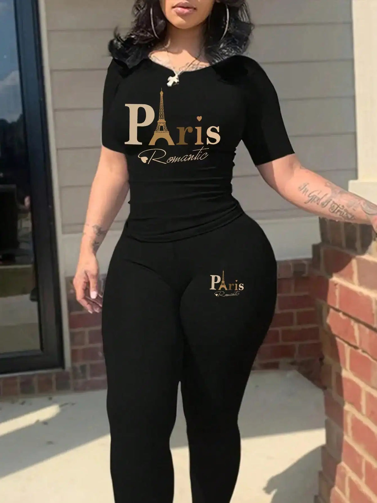 🇫🇷✨ **Paris Chic Tee & Pants Set 🗼💕**