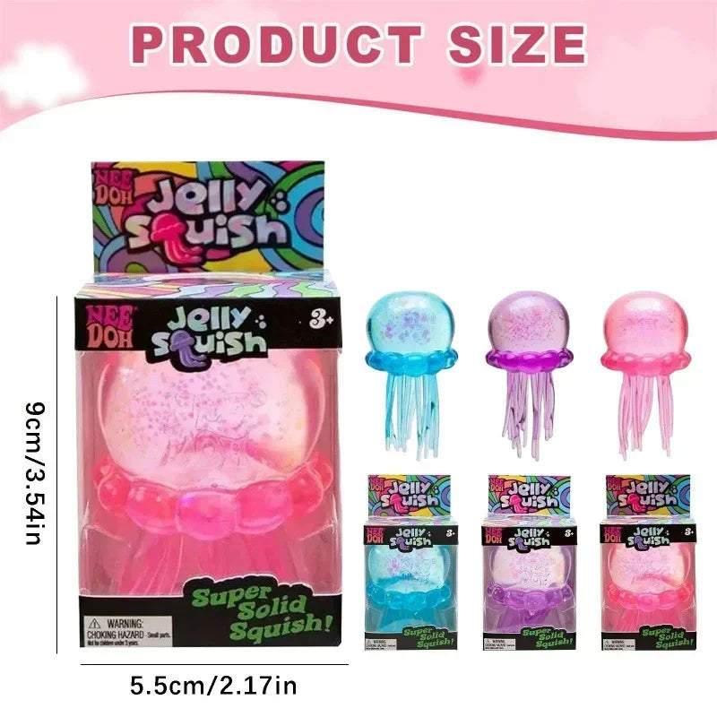 Squishies Jellyfish Square Squish Toy Fidget Toy, Water Sensory Soft Jelly Squeeze Stress Relief Fidget Toy Squeeze Blind Box