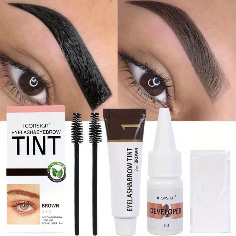2 in 1 Eyelash and Eyebrow Tinting Kit, Professional Beauty Makeup Tool for Eyebrow and Eyelash Coloring, Suitable for Daily