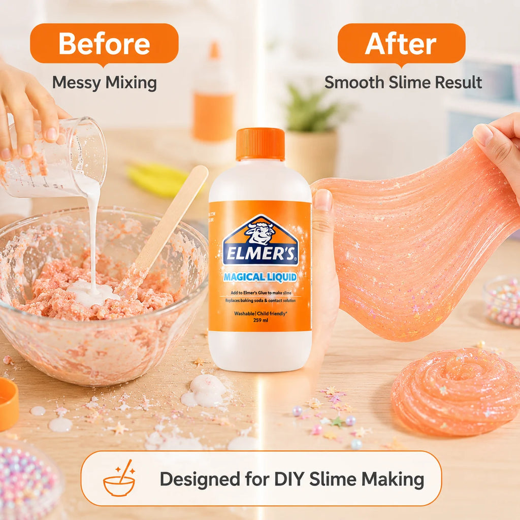 ELMER'S Magical Liquid Slime Activator Washable Clear Mixing Solution For DIY Slime Making Kids School Craft 259ml