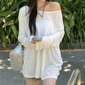 🎀✨ **Sheer Off-Shoulder Oversized Top 💕**