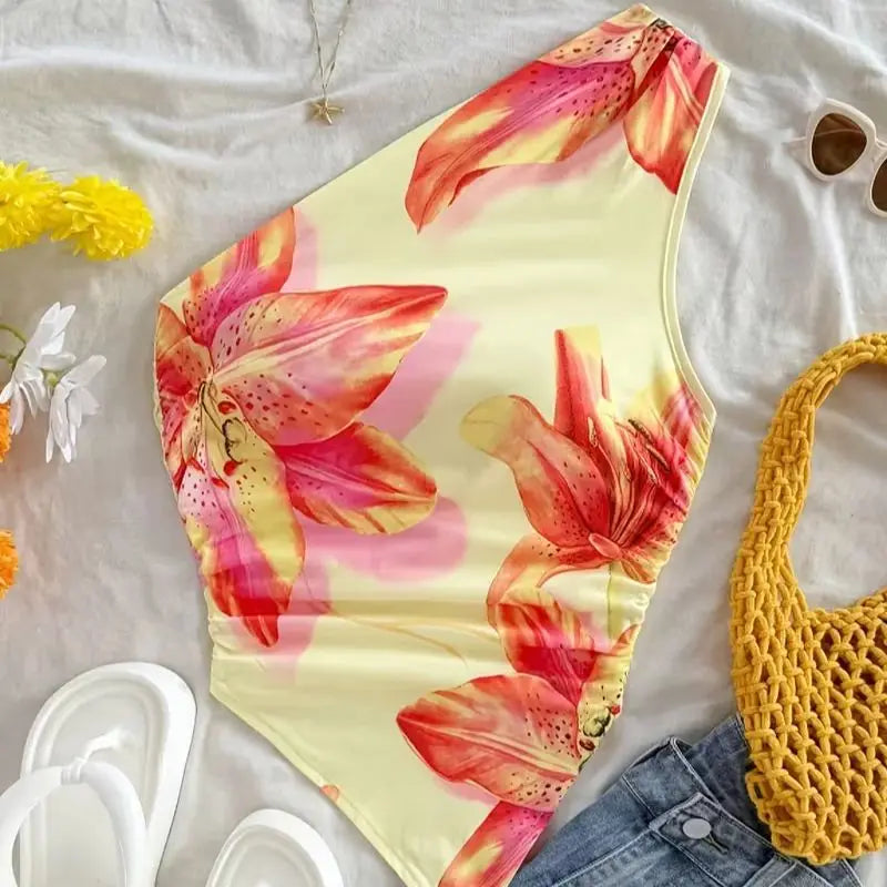 ❤️‍🔥 Scarlet One-Shoulder Ruffle Top 🌹✨