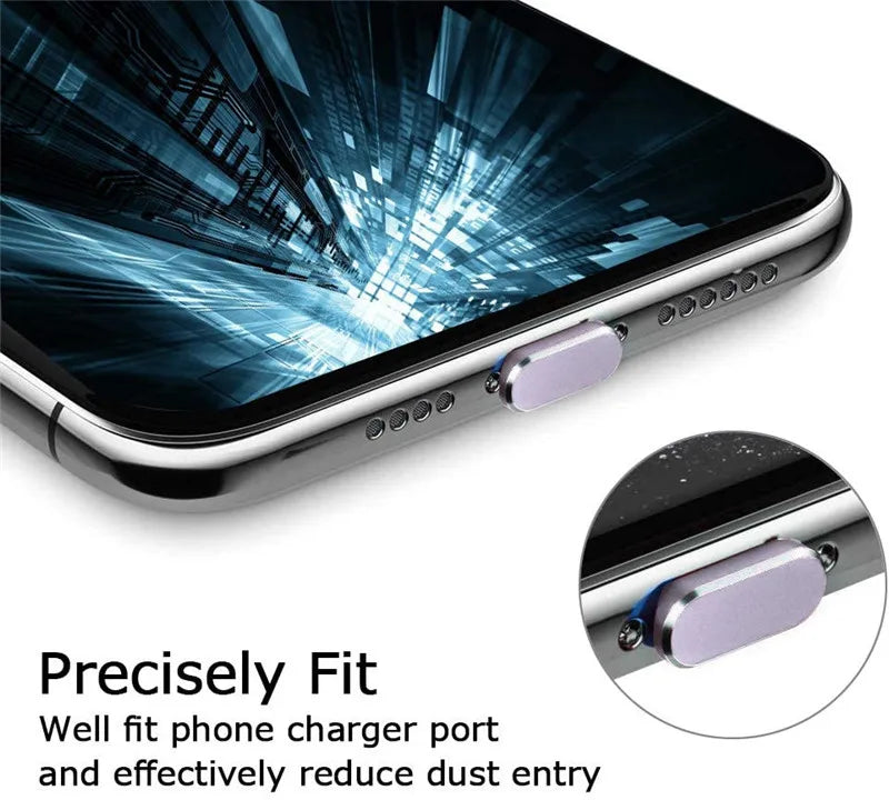2PCS Metal Anti Dust Plug for IPhone 14 13 12 11 Pro Max XS 8 Plus IPad AirPods Series Lightning Port Cover Dock Plug Stopper