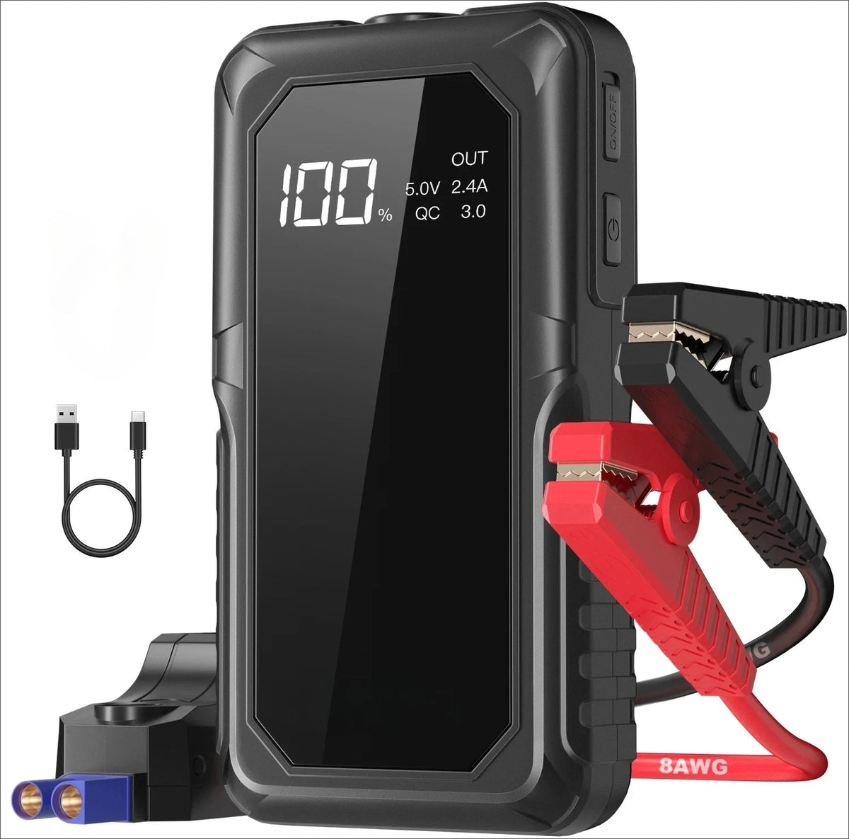 PAIVIROKU 2000APeak Jump Boxes for Cars(12V 8L Gas/6.5L Diesel Engine) Equipped Fast Wireless Charging Jump Starter Battery Pack